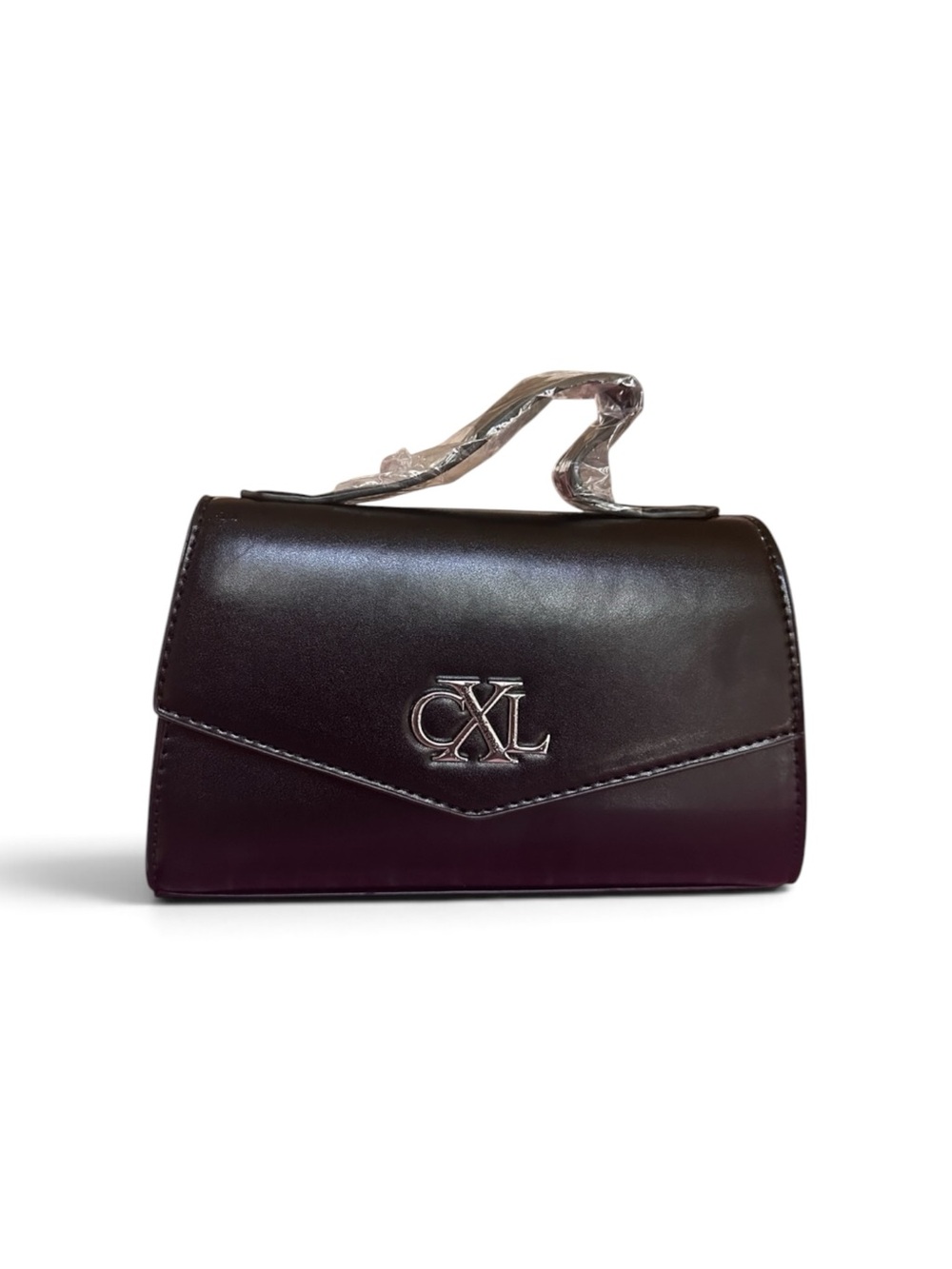 CXL by Christian Lacroix Laine Matte Patent Top Handle Crossbody Bag Black